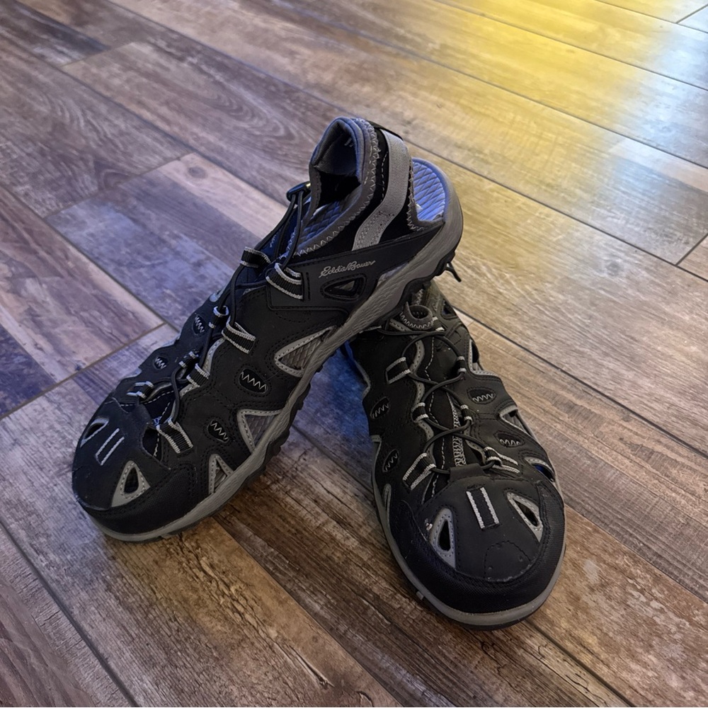 Eddie Bauer Black and Gray Men's Sandals